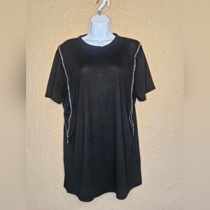 Black T-Shirt with Zipper Accents